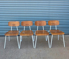 Habitat Hester Dining Chairs Set of 4 Stackable Wood & White Metal Frame