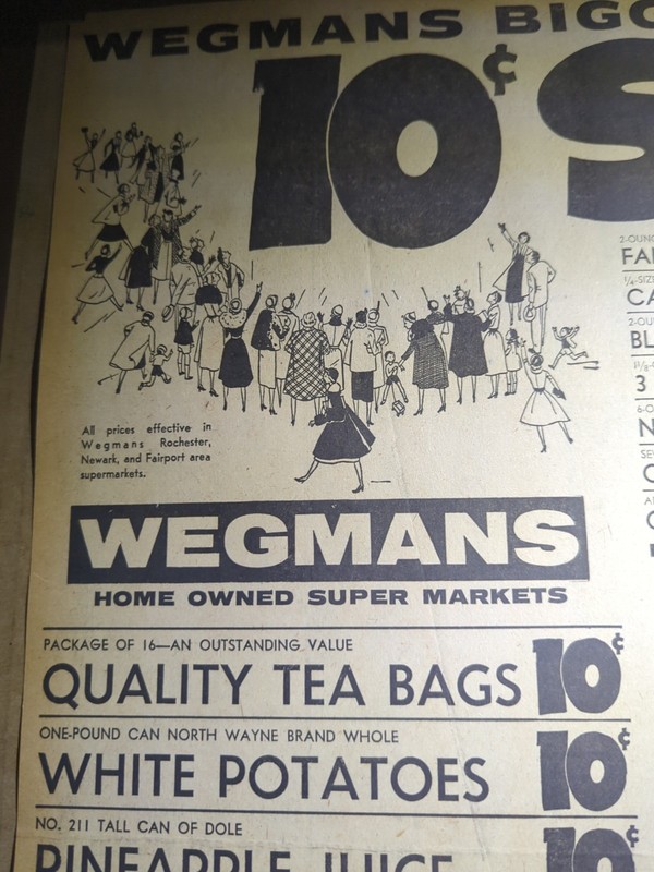 SEPT 17, 1959 NEWSPAPER PG #2456- WEGMAN'S 10 CENT SALE, ROCHESTER NEW YORK  2PG