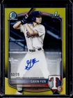 2025 Bowman Draft Gavin Fien Chrome Auto Yellow Refractor 1st #/75 Rangers