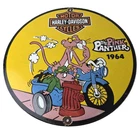 Vintage Harley Davidson Motorcycles Sign - Pink Panther Porcelain Gas Pump Sign