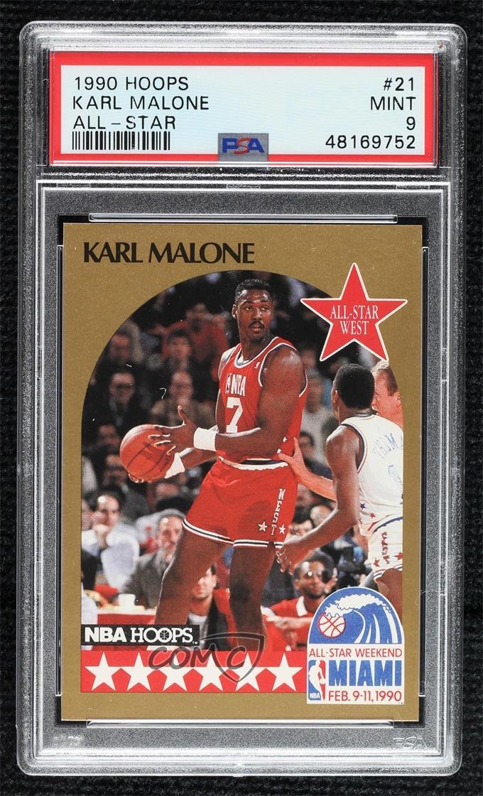 1990-91 NBA Hoops All-Star Game Karl Malone #21 PSA 9 MINT HOF 00e8