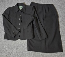 Lauren Ralph Lauren Petite 8P Black Skirt Suit 2 Piece Blazer Pencil Skirt...