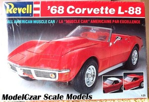 1968 CHEVY L-88 CORVETTE, 1/25 REVELL #7159 MODEL KIT, OPEN BOX. 'BAGGED' PARTS!