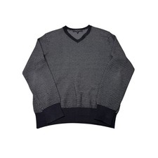 Rag  Bone Mens V-Neck Sweater Black White Patterned Cotton Blend Size M