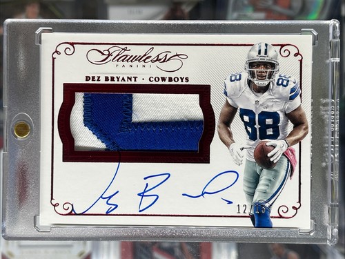 2015 Panini Flawless Dez Bryant Auto Game Used Patch Ruby /15 Cowboys NFL