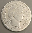 1911 Barber Silver Dime 10C - Philadelphia Mint