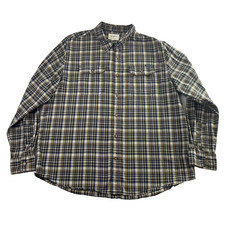 Field Stream Original Outfitters Mens XL Brown Plaid Flannel Button-Down
