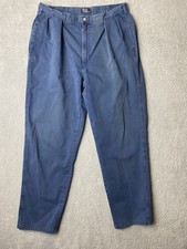 Vtg Polo Ralph Lauren Pants Men 36x32 Blue Made In USA Pleated Chino 90s READ