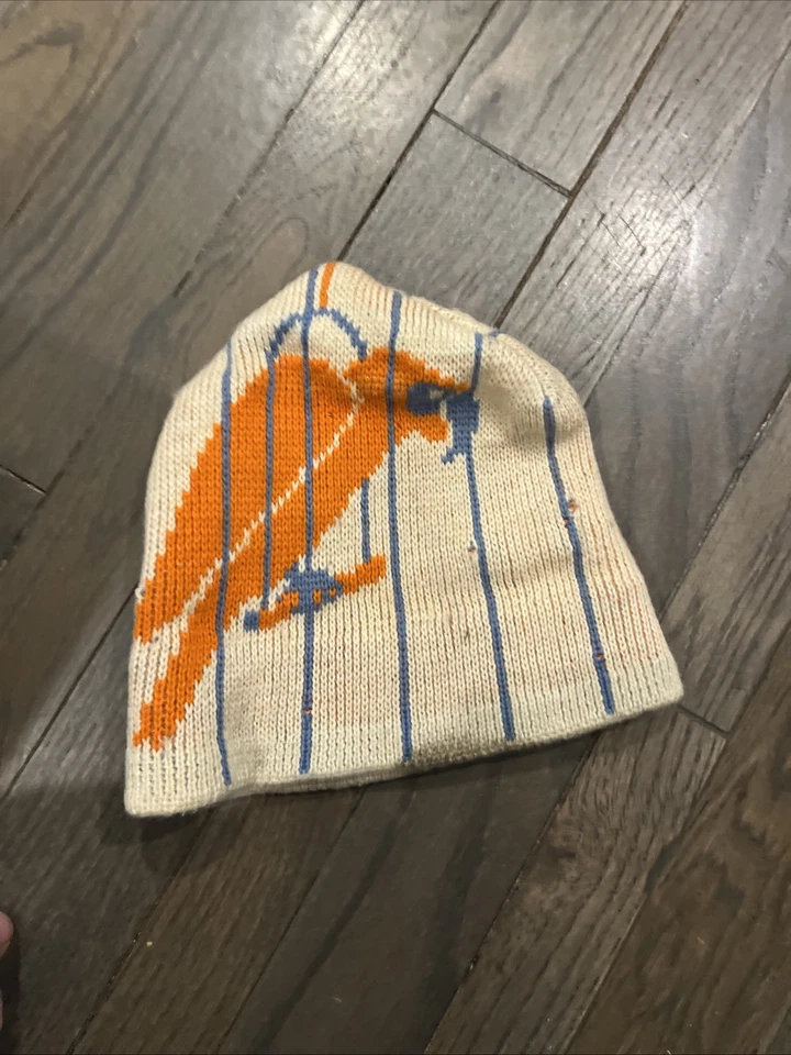 Vintage Lloyd Greenleaf Knit Beanie Hat – Orange Bird Graphic – Made in USA - Image 2 of 4