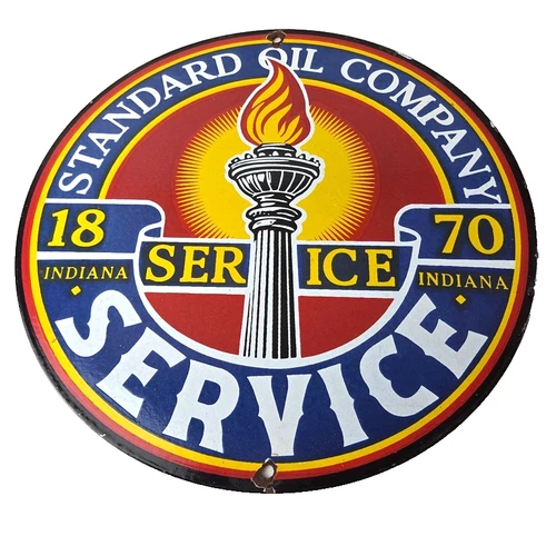 Vintage Standard Oil Company Sign - Porcelain Gas Motor Oil Pump Plate Sign