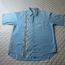 Vintage Wrangler Western Pearl Snap Shirt Solid Geometric Print Short Sleeve