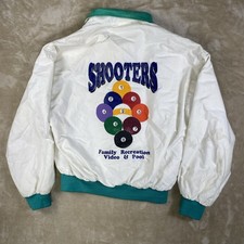 Vintage 80s Shooters Abingdon VA Pool Billiard Cotton Bomber Jacket USA - Medium