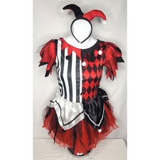 Spirit Halloween Horror Harlequin Costume Kids Med 8-10 Jester Dress Girls