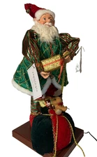 Christmas Figurine Frontgate ANIMATED SANTA CLAUS/ELF~20"~Toy Bag