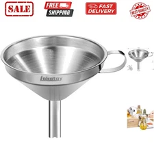 5-Inch Food Grade Stainless Steel Kitchen Funnel with Strainer Filter for Tra...