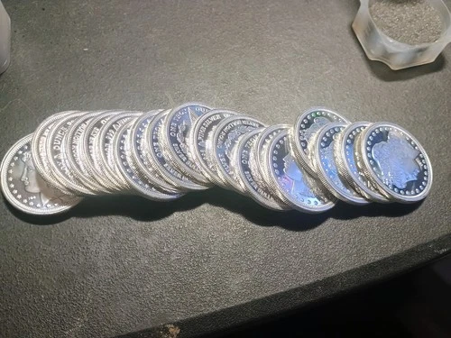 APMEX Tube Of 20 One Ounce .999 Fine Silver Morgan Dollar Pattern Rounds BU PL