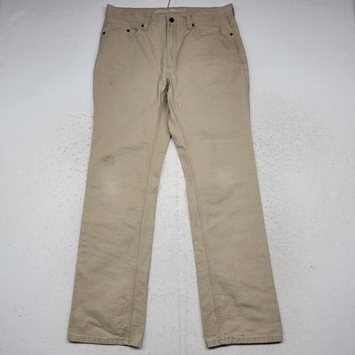 Eddie Bauer Pants Mens 36x34 Beige Canvas Straight Work Thick Outdoor Hike Walk