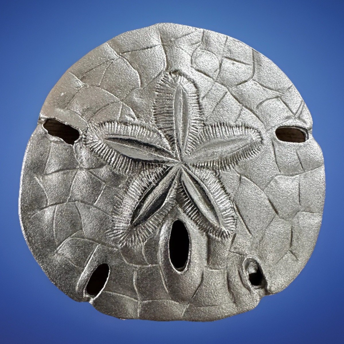 Silver Tone Silver Sand Dollar Star Fish Brooch Pin