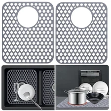 Sink Protectors for Kitchen, 2PCS Silicone Kitchen Sink Mats Protector Grid f...