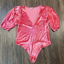 Free People Intimately Women's Pink Phenom Don't You Wish Bodysuit Velvet L