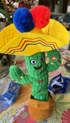 Plush Singing Christmas Cactus - Dancing Feliz Navidad Character w/ Sombrero
