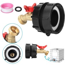 275 330 Gallon IBC Tote Tank Adapter 2.44" Fine Thread 1/2" Male NPT   3/4" GHT