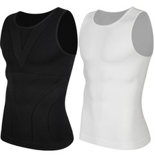 Camisa de compresión para hombre adelgazante modelador corporal chaleco control abdomen faja camiseta sin mangas