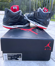 Jordan Air Jordan 4 Retro GS Black/Gray/Red 5Y Leather FQ8213-006 Bred