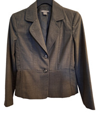 Ann Taylor Women  s Sz 4 Grey Blazer Lined 2 Button Corporate Minimalism Academia