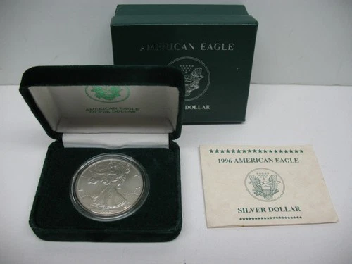 1996 American Eagle Silver uncirculated Dollar in original Mint box with COA