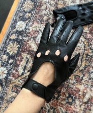Authentic Morgan de Toi Black Genuine Leather Driving Gloves