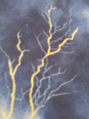 4 YDs LIGHTENING IN NIGHT SKY SHADES OF BLUE BACKGROUND 100% COTTON OOP 2009 - 第 3/4 張圖片