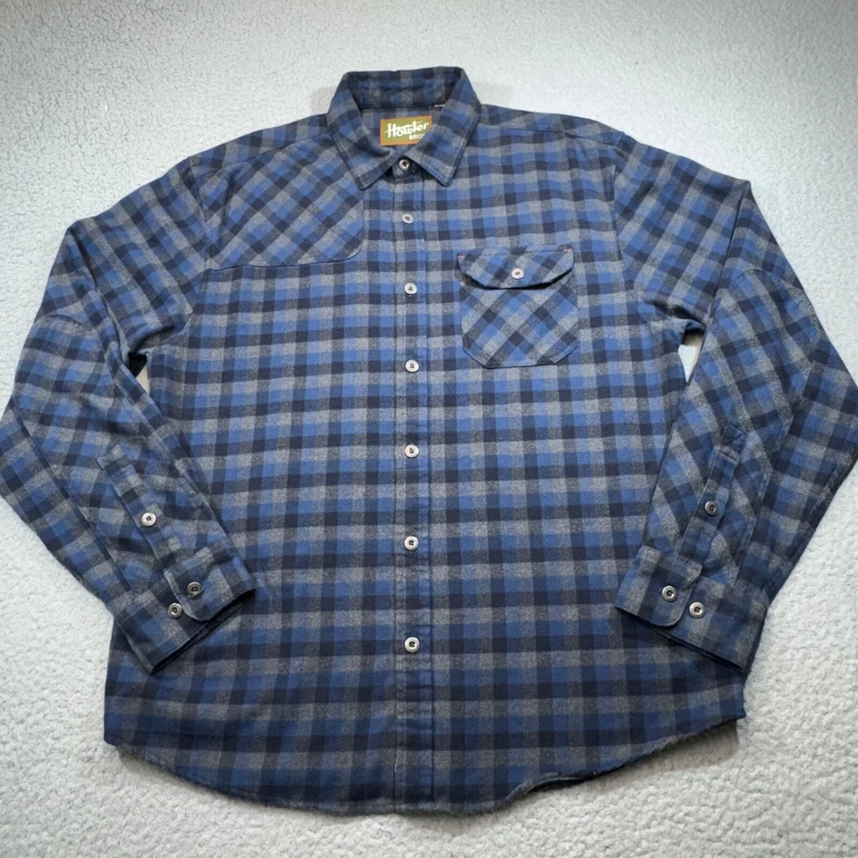 Howler Brothers Shirt Men Medium Blue Flannel Shooting Check Pocket Point Casual - Image 2 of 4