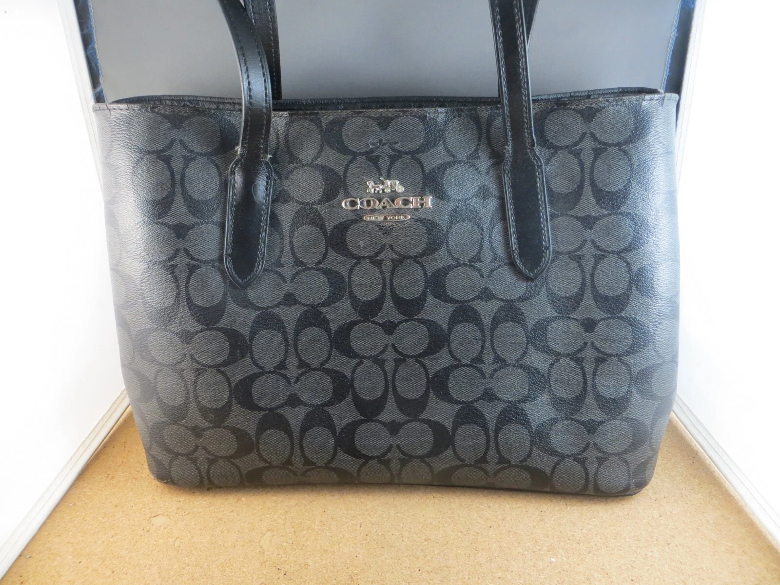 Borsa a mano Coach vintage logo classico pelle nera borsetta borsetta borsetta