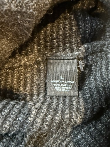 Marc Anthony Full-zip Heavy Wool Sweater Waffle Jacket Mock Neck Mens Gray Sz L - Picture 7 of 9