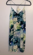 SALE Cynthia Rowley Womens Tank Dress Silk Thin Strap Pockets Blue Green ✨ Sz 6