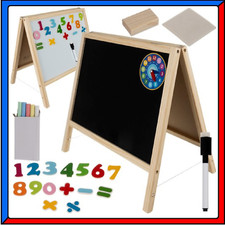 Lavagna Magnetica per Bambini in Legno Bifacciale con Gessetti Pennarello Numeri