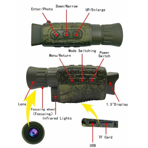 4K HD IR Night Vision Monocular Goggle Hunting 5X Digital Zoom Day/Night Camera - Picture 14 of 21