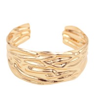 Textured Open Bangle Cuff Bracelet Gold