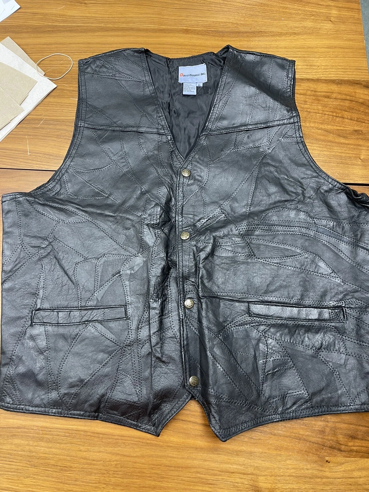 Direct Source Inc Men's Patchwork Leather Vest Size XL