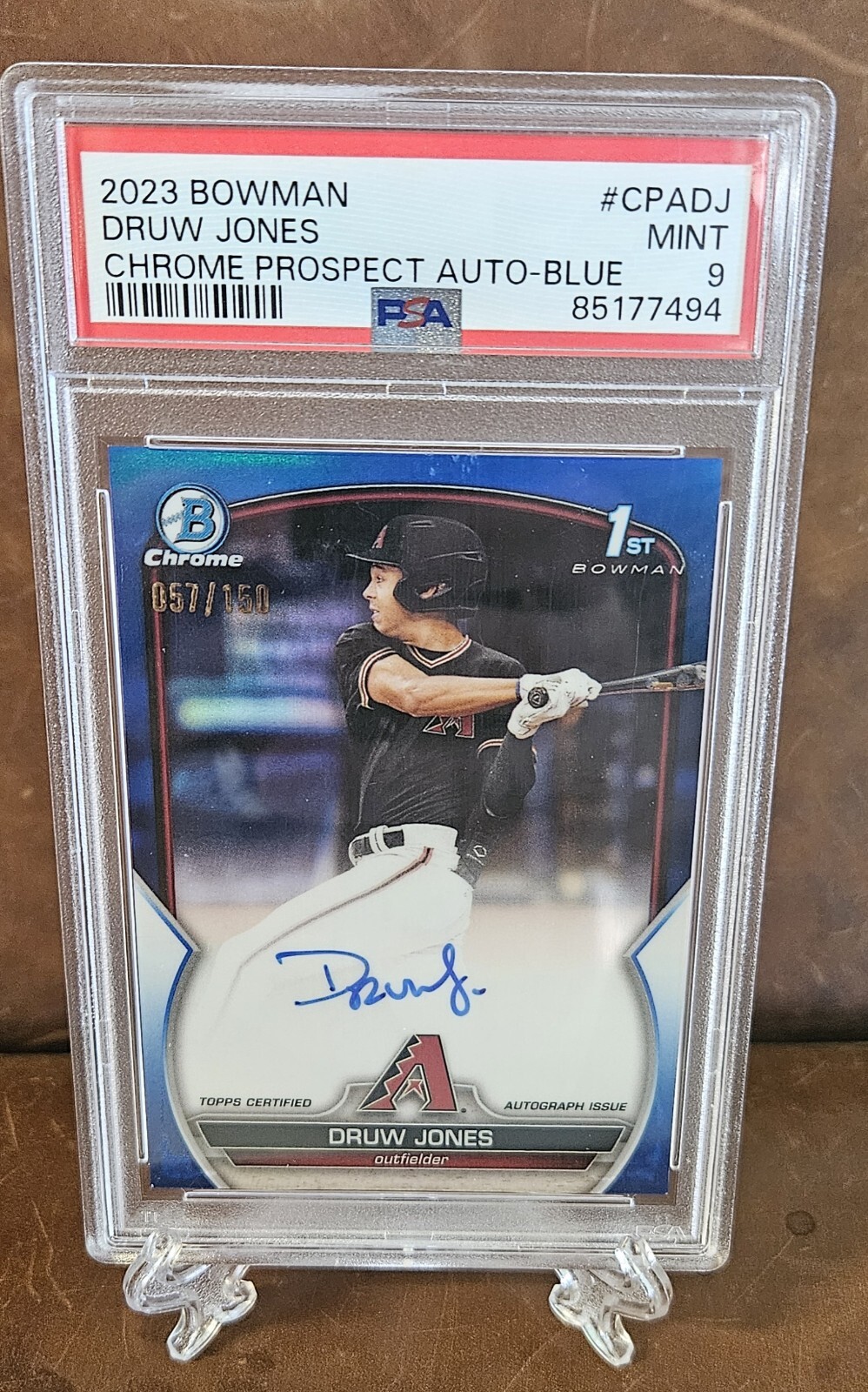 2023 Bowman Chrome Prospect PSA 9 Auto Blue  #CPA-DJ Druw Jones /150 (AU, RC)