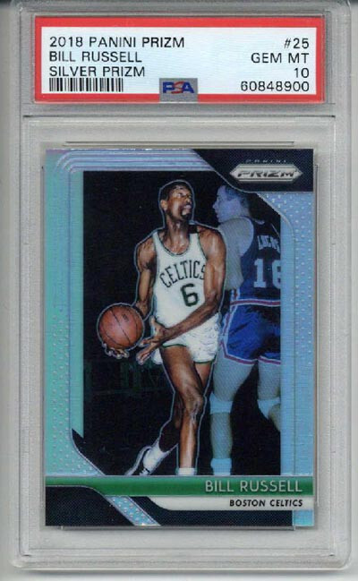2018 PANINI PRIZM SILVER PRIZM #21 BILL RUSSELL CARD CELTICS PSA 10 LOW POP RARE