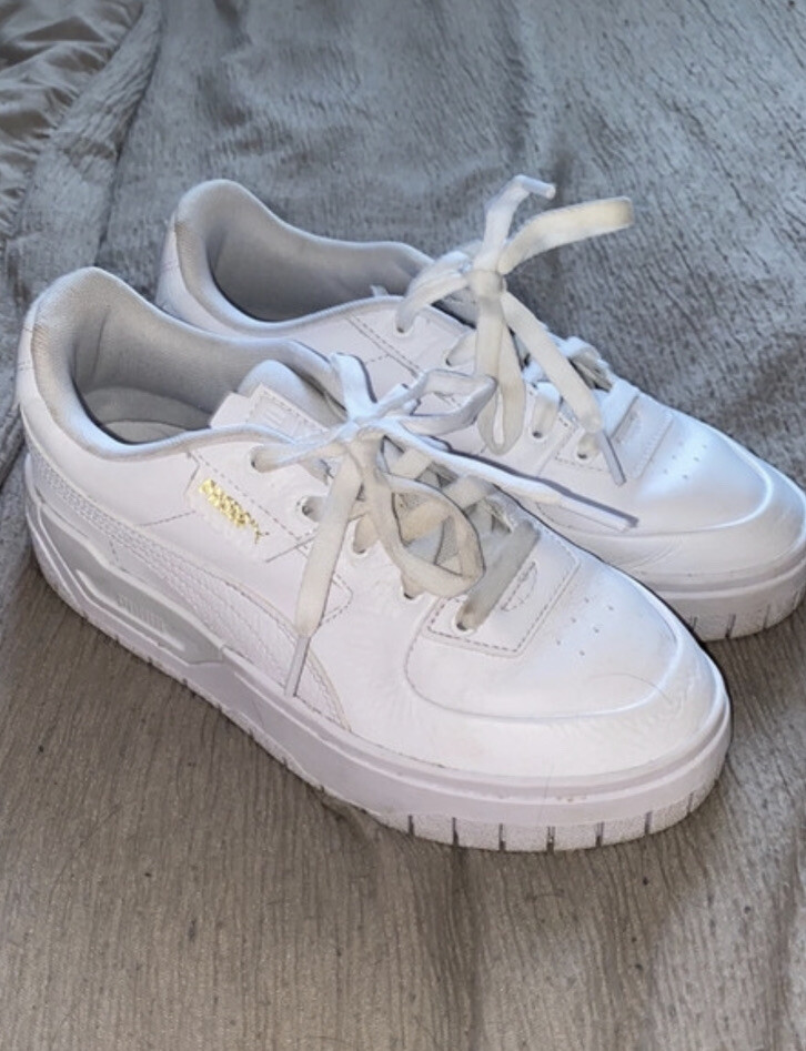 Puma cali dream chunky trainers triple white Size UK