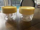 Vintage Pyrex Glass Canister Set Retro Kitchen Storage Jars With Yellow Lids 70s
