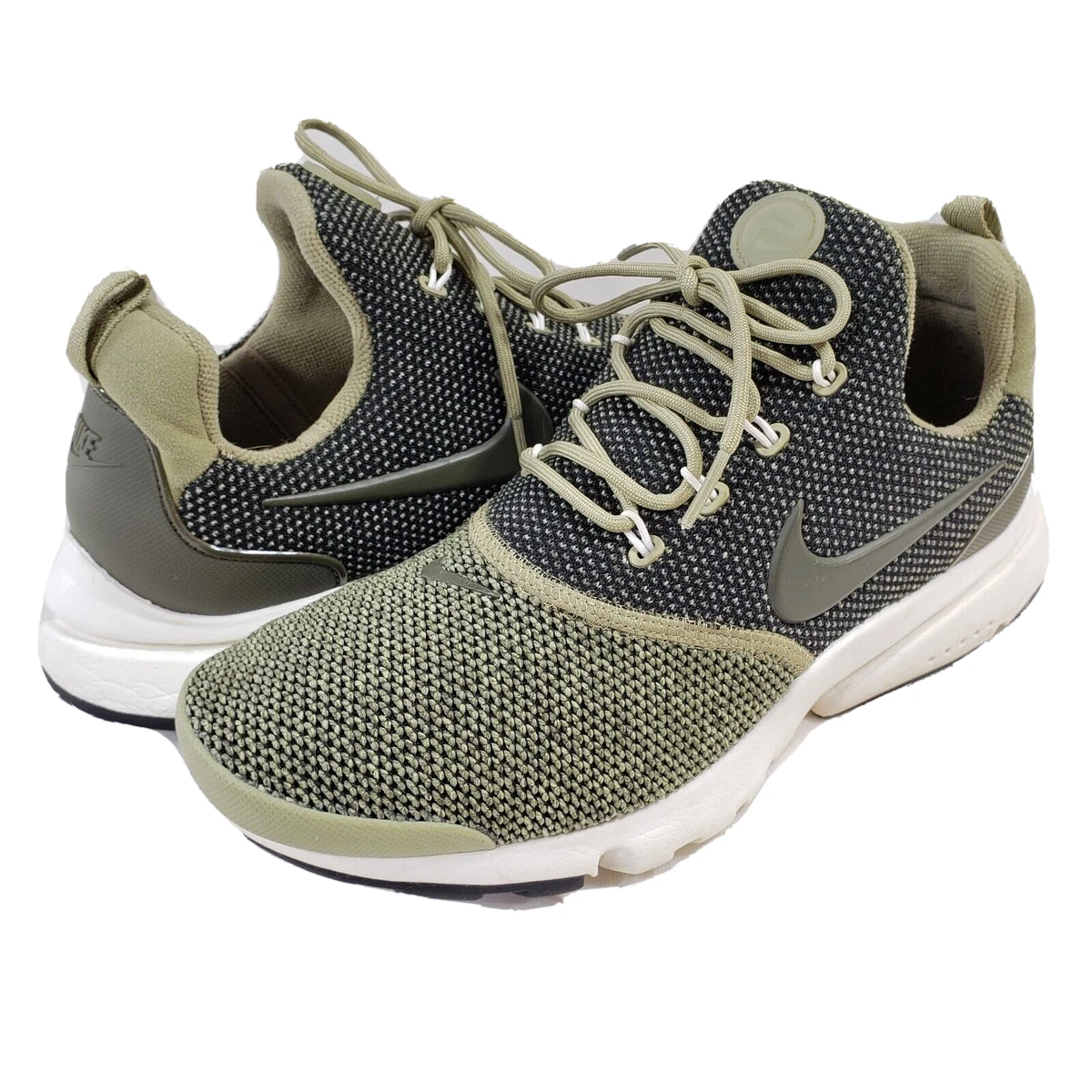 Mængde af Se internettet junk NIKE Presto Fly Knit SE Sz 7.5 Neutral Olive Black White 910570-200 | eBay