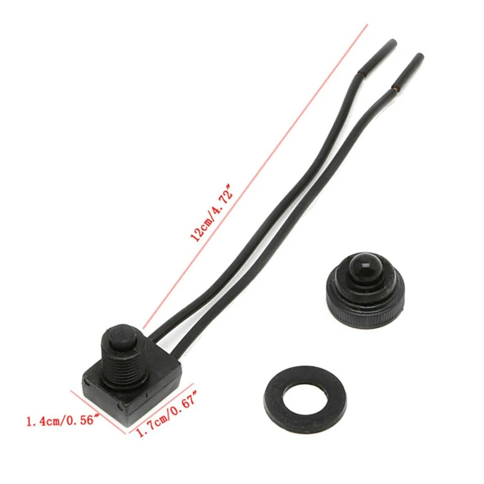 12V Rubber Waterproof Push-Button On-Off Switch & 12cm Leads For Car ATV UK - Image 4 of 4
