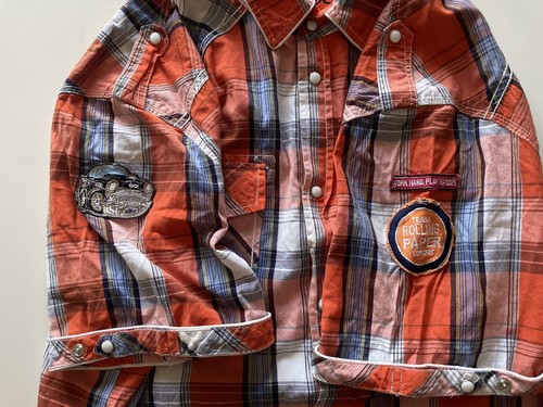 Rolling Paper Snap Button Shirt - Orange/Black/White - XXXXL - 第 4/6 張圖片