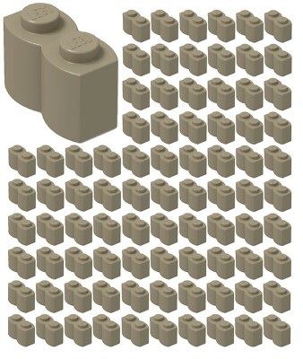  100x NEW LEGO 1x2 Dark TAN Modified LOG Bricks #30136 BULK Parts Pieces