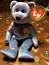 Ty Beanie Babies, Ciubby 4 Gold, Blue Fiolet, 2001, Witryna, Original Label 