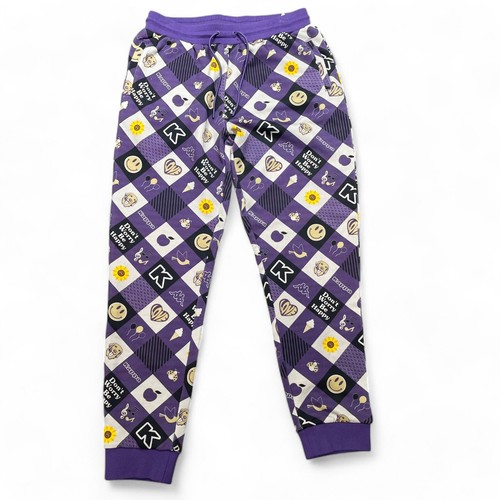 Kappa Purple Black All Over Print Logo Edmar Fleece Men's Jogger Pants Size XL - Picture 7 of 9
